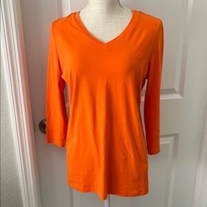 sojo Vibrant Orange V-Neck Long Sleeve Top NWOT